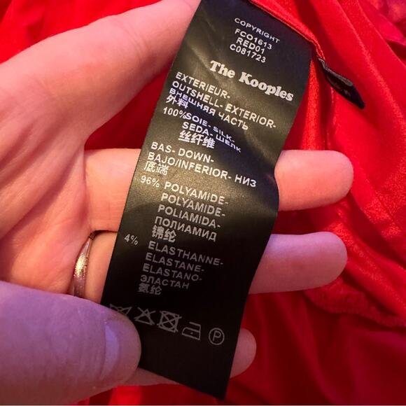 The Kooples Wrap-Over Red Silk Long Sleeve Button Down Bodysuit Sz 2 (M) NEW - Picture 9 of 13